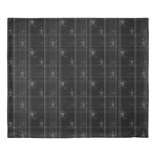Fancy Black Plaid King Size Duvet Cover (Front)