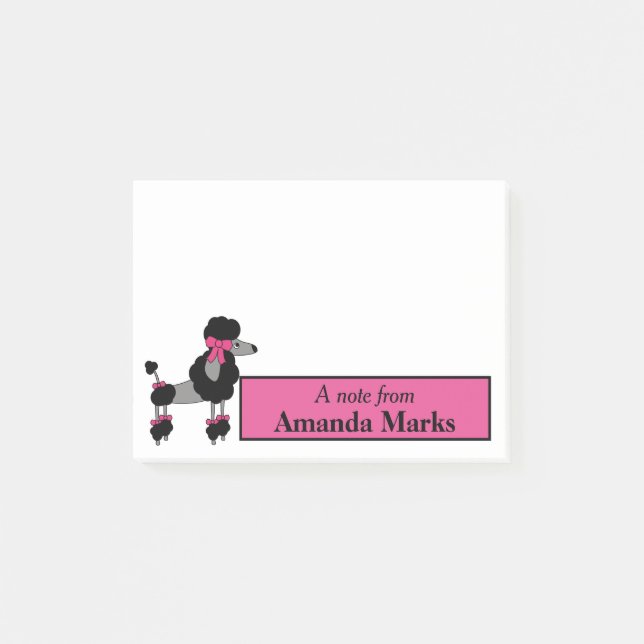 Fancy Black Poodle Personalized Post-it Notes (Front)
