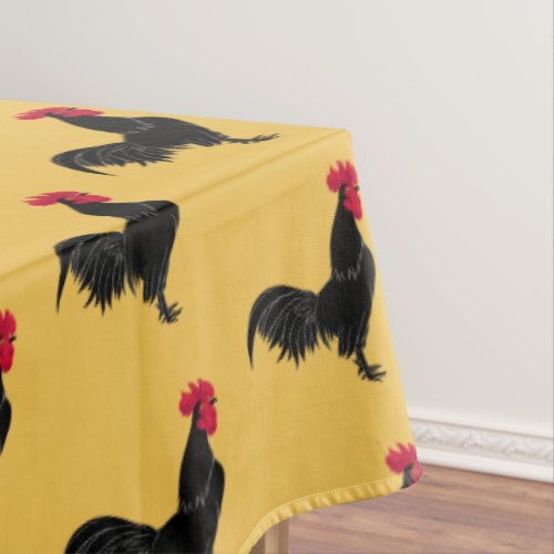 Fancy Black Rooster Tablecloth