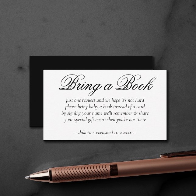 Fancy Black Script | Elegant Bring Baby Book Poem Enclosure Card (Creator Uploaded)