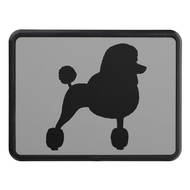 Fancy Black Standard Poodle Dog Silhouette Trailer Hitch Cover (Front)