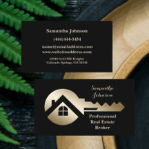 Fancy Black w/Gold Key Real Estate Business Card