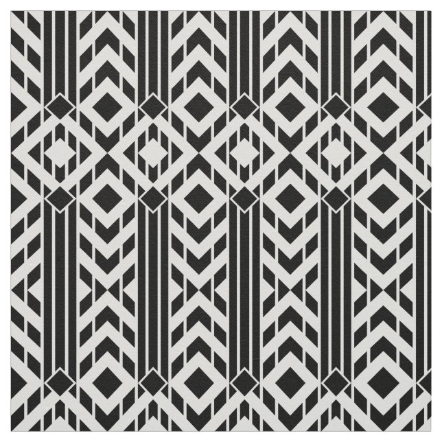 Fancy Black & White Chevron Stripes Geometric Fabric (Swatch)