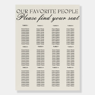 Fancy Black White Old Money Wedding Seating Charts Foam Board