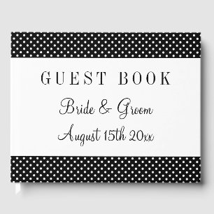 Fancy black & white polka dot wedding personalized guest book