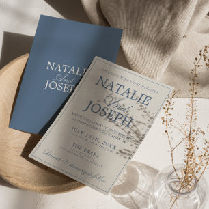 Fancy Blue And White Old Money Luxury Wedding Invitation