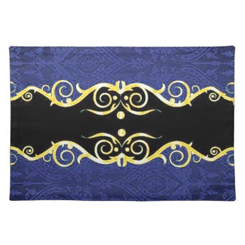 fancy blue and yellow placemat