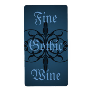 Fancy blue Gothic long bottle lable to personalize Label