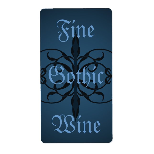 Fancy blue Gothic long bottle lable to personalize Label (Front)