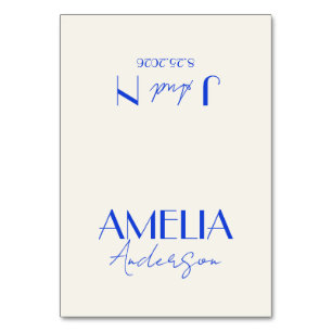 Fancy Blue Ivory Old Money Wedding Place Cards