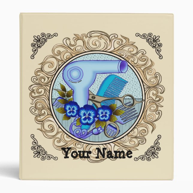 Fancy Blue Pansy Beautician  3 Ring Binder (Front)