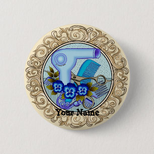 Fancy Blue Pansy Beautician Button