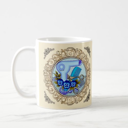 Fancy Blue Pansy Beautician custom name mug