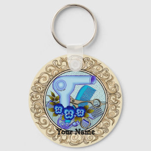 Fancy Blue Pansy Beautician  Keychain