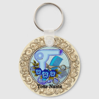 Fancy Blue Pansy Beautician Keychain