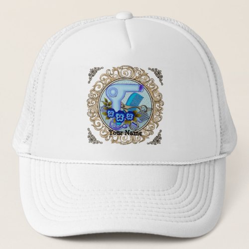 Fancy Blue Pansy Beautician Trucker Hat