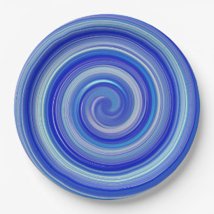 Fancy blue spiral paper plates