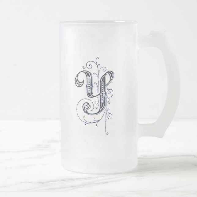 Fancy Blue Vintage Monogram 'Y' - Mug (Right)