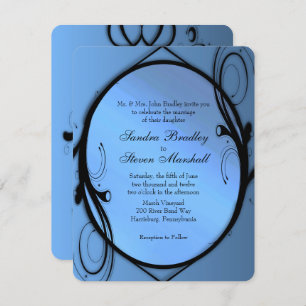 Fancy Blue Wedding Invitation