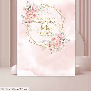 Fancy blush pink gold baby shower photo booth tapestry