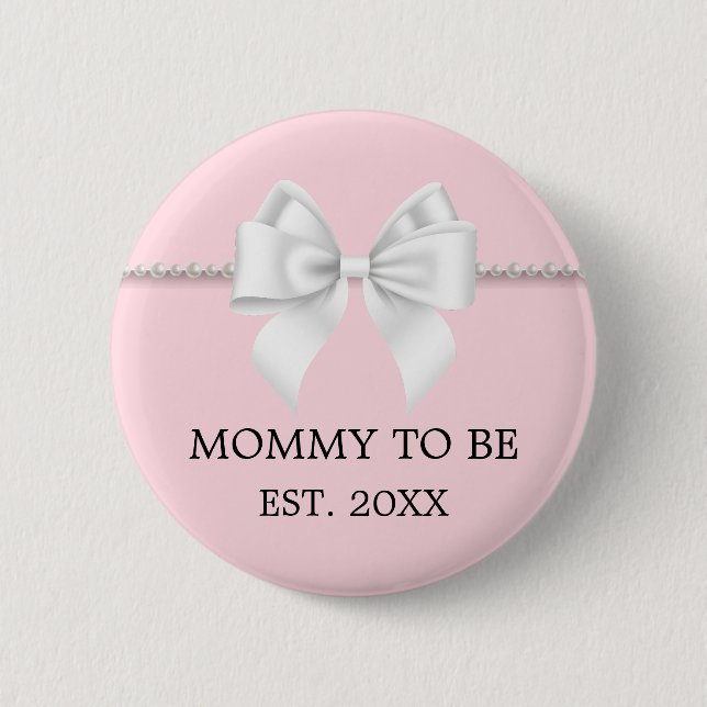Fancy Blush Pink Tiffany Mother To Be Baby Shower Button (Front)