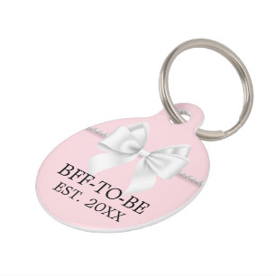 Fancy Blush Pink Tiffany Pet Sibling Baby Shower ID Tag