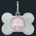 Fancy Blush Pink Tiffany Pet Sibling Baby Shower ID Tag<br><div class="desc">Fancy Blush Pink Tiffany Pet Sibling Baby Shower Pet ID Tag. Pamper the mother to be with a tiffany theme baby shower! Just personalize the text to create a chic, modern, retro baby shower for the mommy to be who has everything. The combination of elegant pink, white and black with...</div>