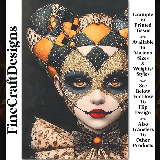 Fancy Bold Harlequin Mask Face Paint BU3 Decoupage Tissue Paper (Creator Uploaded)