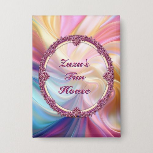 Fancy Border Colorful Pastel Silk Personalize Button