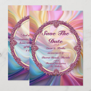 Fancy Border Colorful Pastel Silk Personalize Invitation