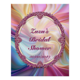 Fancy Border Colorful Pastel Silk Personalize Poster