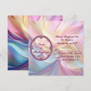 Fancy Border Colorful Pastel Silk Personalize Thank You Card