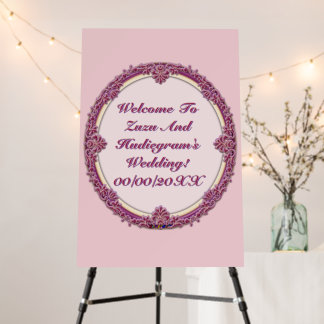 Fancy Border Purple/Pink And Cream Personalize Foam Board