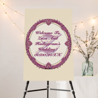 Fancy Border Purple/Pink And Cream Personalize Foam Board
