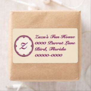 Fancy Border Purple/Pink And Cream Personalize Label