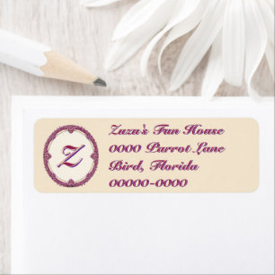 Fancy Border Purple/Pink And Cream Personalize Label