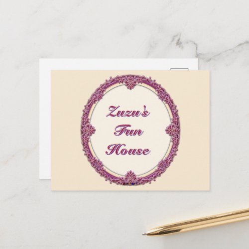 Fancy Border Purple/Pink And Cream Personalize Postcard