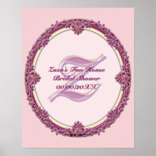 Fancy Border Purple/Pink And Cream Personalize Poster