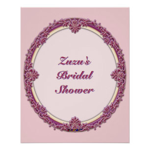 Fancy Border Purple/Pink And Cream Personalize Poster
