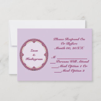 Fancy Border Purple/Pink And Cream Personalize Thank You Card