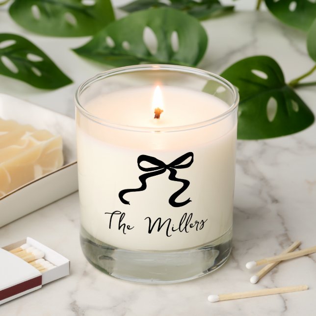 Fancy bow personalized name scented candle (Lit)