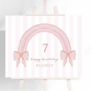 Fancy Bows Pink Rainbow Coquette Birthday Foam Board