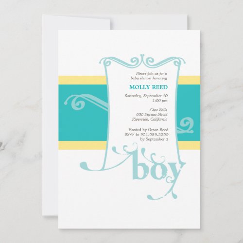 Fancy Boy Custom Baby Shower Invitation