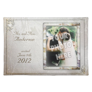 Fancy Brocade Wedding Photo Frame Template Cloth Placemat