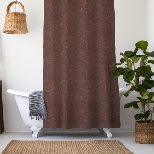 Fancy Brown Swirl Faux Leather Shower Curtain