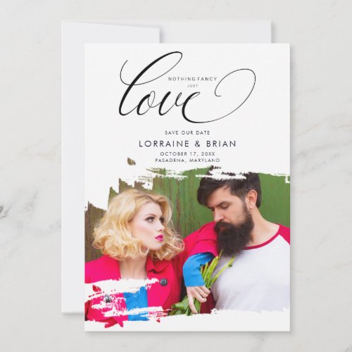 Fancy Brushstroke Photo Sophisticated Wedding Save The Date