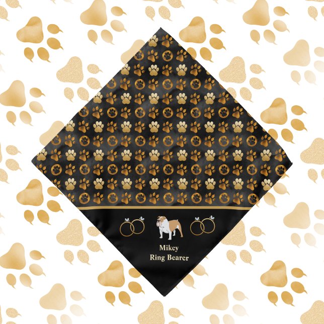 Fancy Bulldog and Paws Ring Bearer Wedding Bandana (Creator Uploaded)