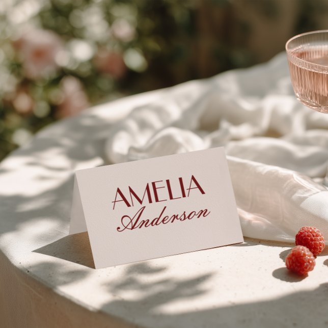 Fancy Burgundy Cream Classy Wedding Place Cards (Creator Uploaded)