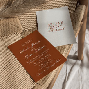 Fancy Burnt Orange Boho Chic Terracotta Wedding Invitation