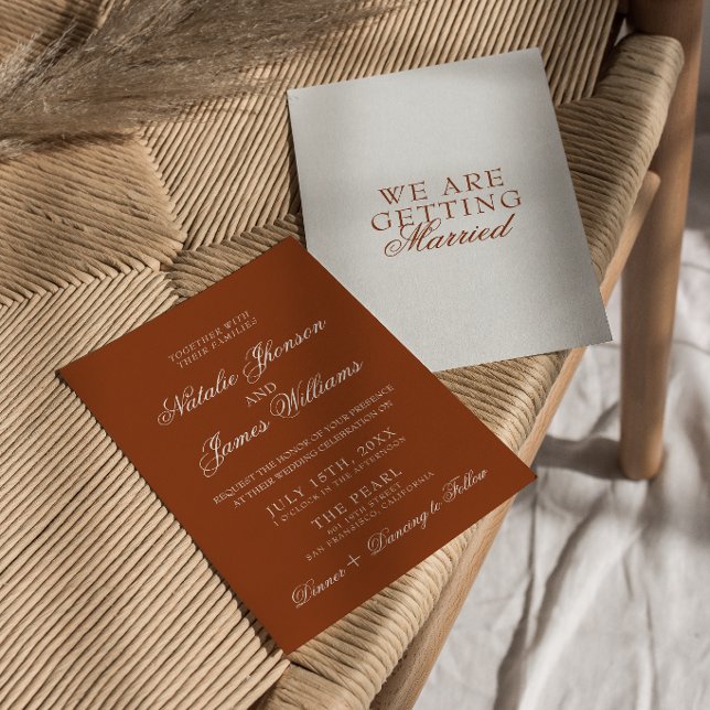 Fancy Burnt Orange Boho Chic Terracotta Wedding Invitation (Creator Uploaded)